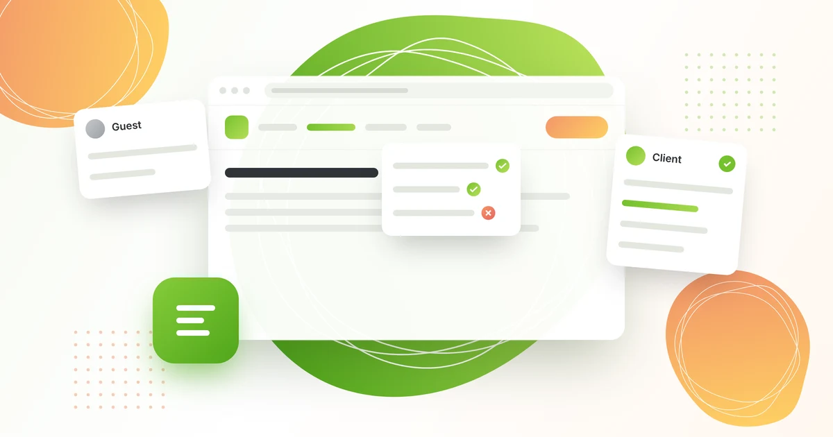WordPress navigation menu showing different items to a guest and to a logged-in client